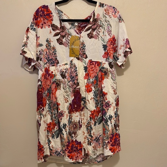 Andree Tops - Andree Red and Pink Ruffled Blouse